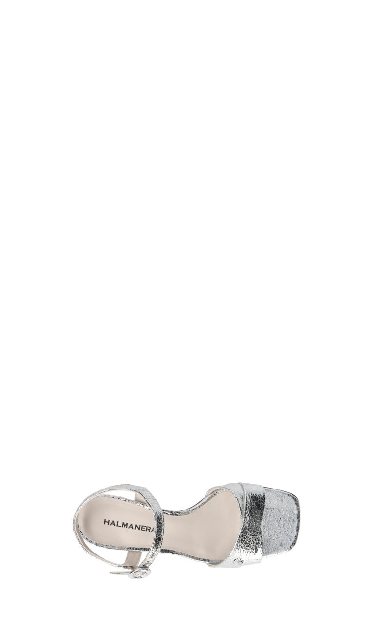 HALMANERA Sandalo donna argento in pelle