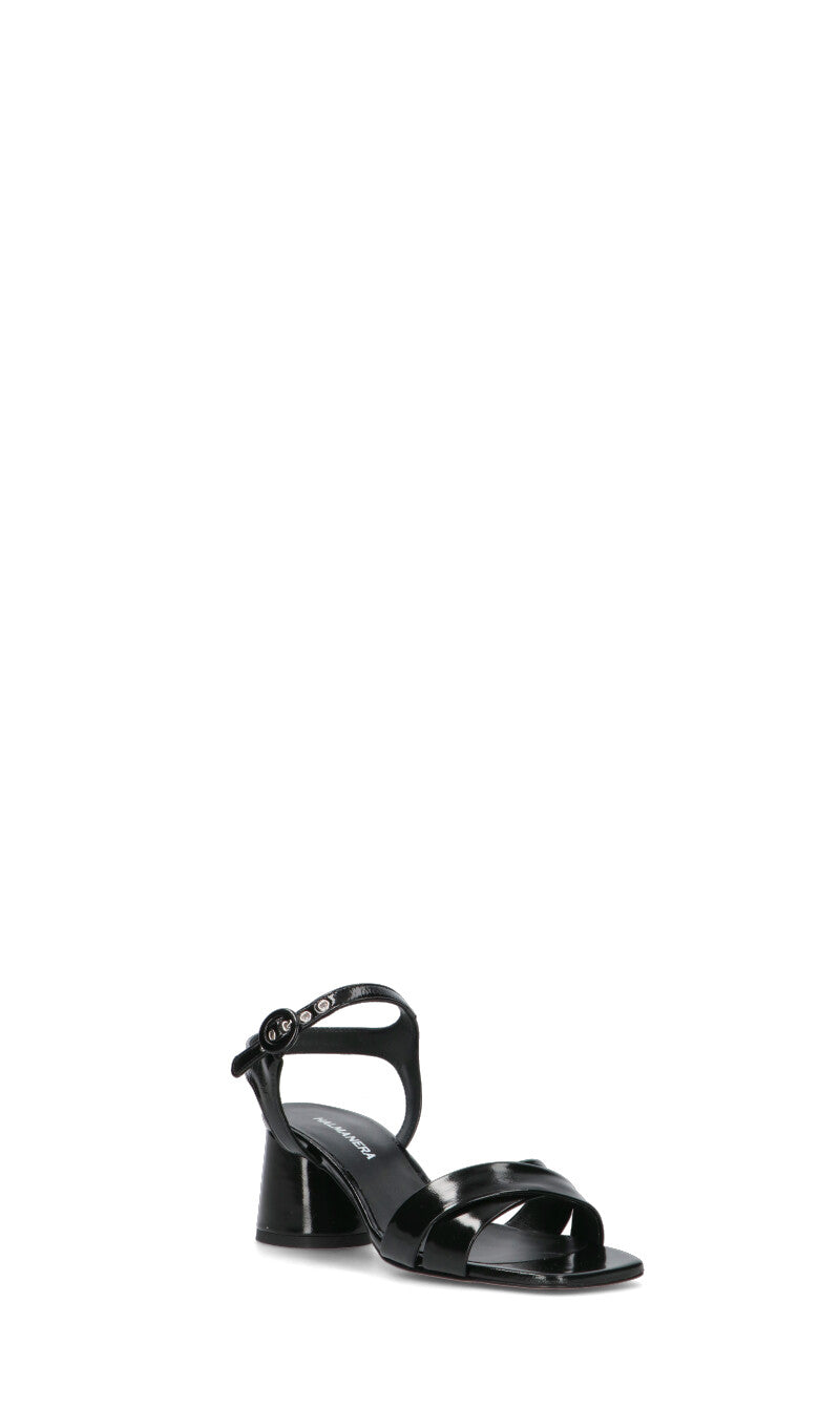 HALMANERA Sandalo donna nero in pelle