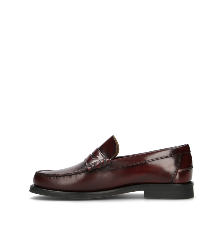 SAXONE Mocassino uomo bordeaux in pelle