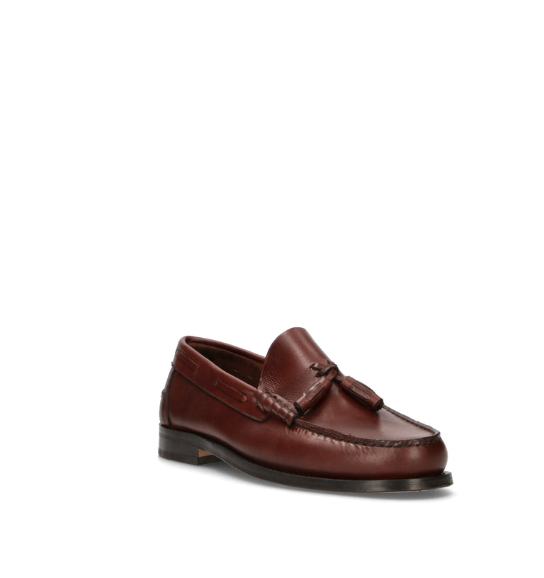 SAXONE Mocassino uomo red brown in pelle
