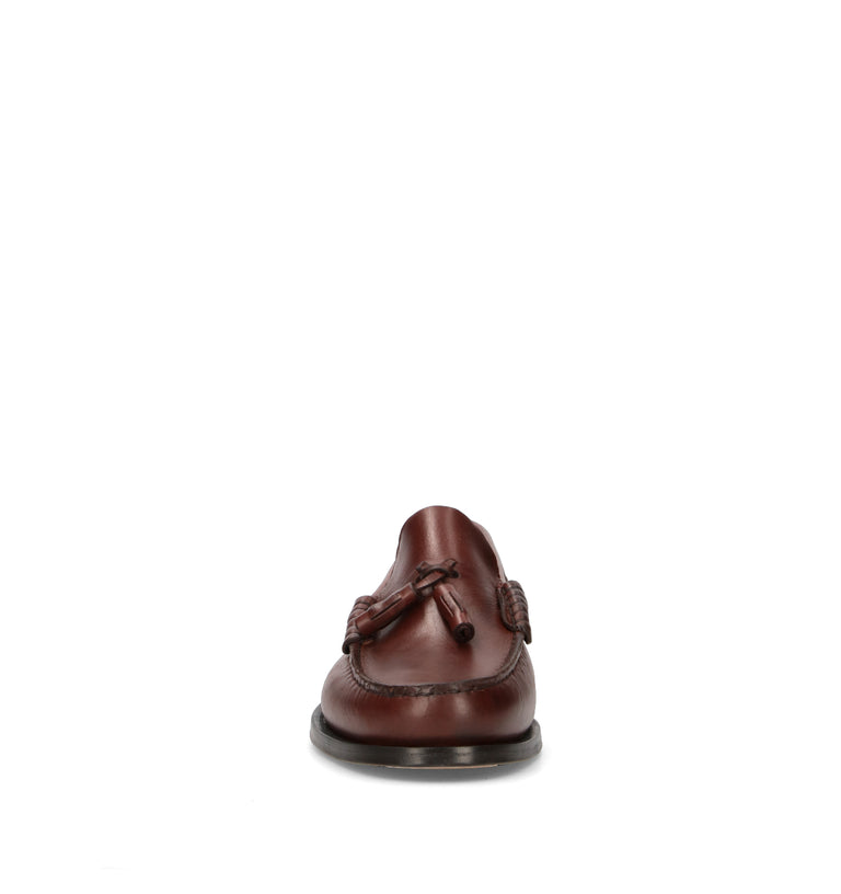 SAXONE Mocassino uomo red brown in pelle