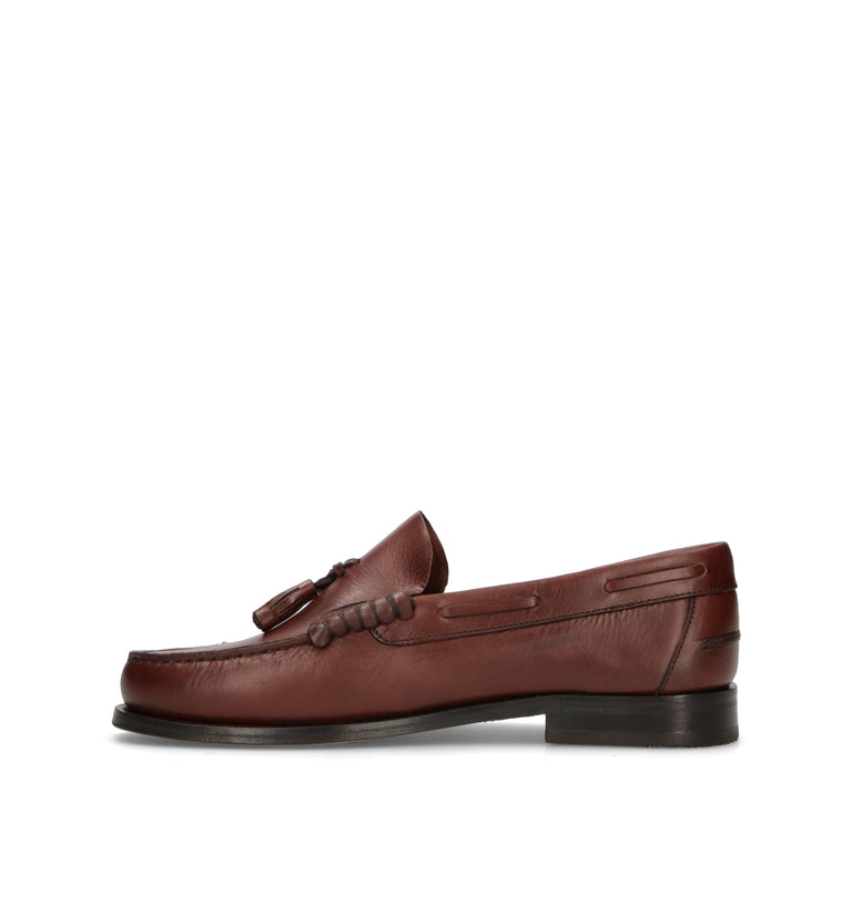 SAXONE Mocassino uomo red brown in pelle