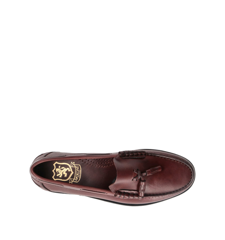 SAXONE Mocassino uomo red brown in pelle