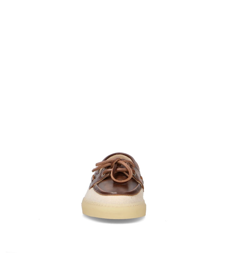 COPENHAGEN Scarpa barca donna marrone/crema