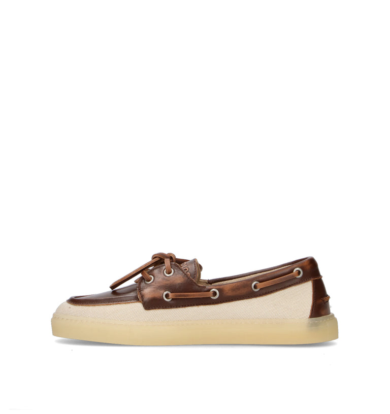 COPENHAGEN Scarpa barca donna marrone/crema