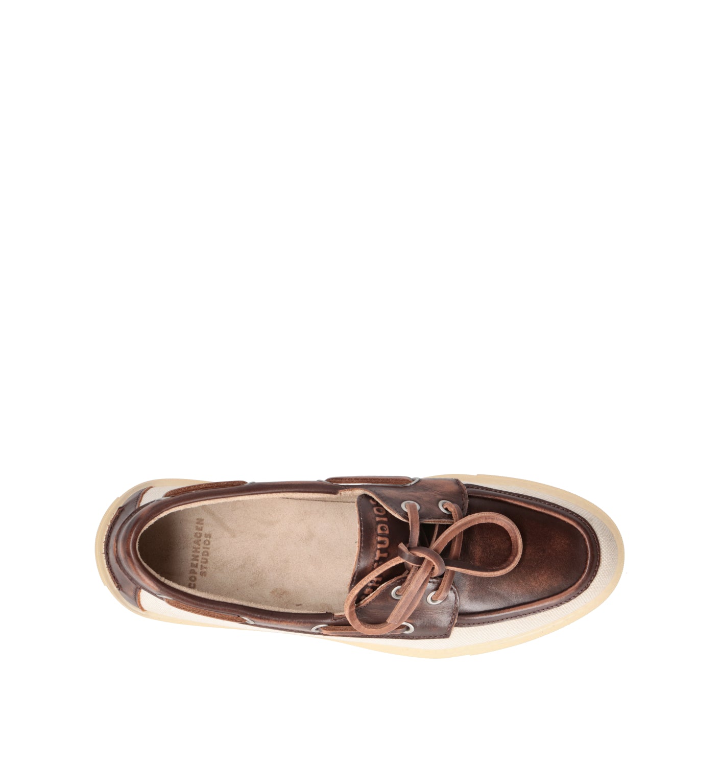 COPENHAGEN Scarpa barca donna marrone/crema