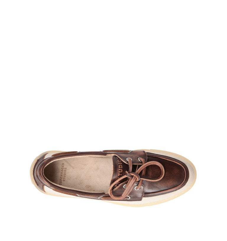 COPENHAGEN Scarpa barca donna marrone/crema