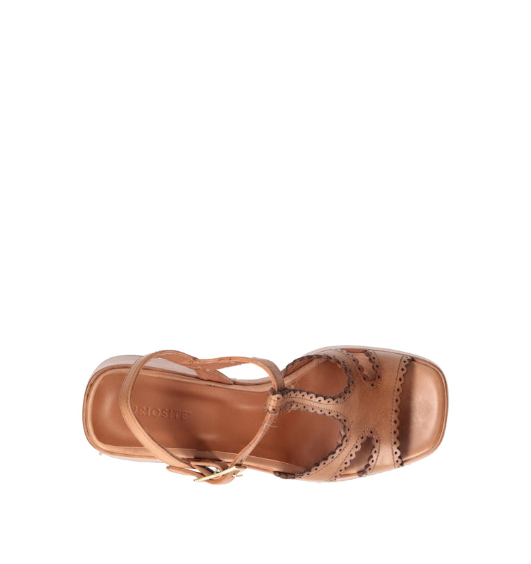 CURIOSITE Sandalo donna marrone in pelle