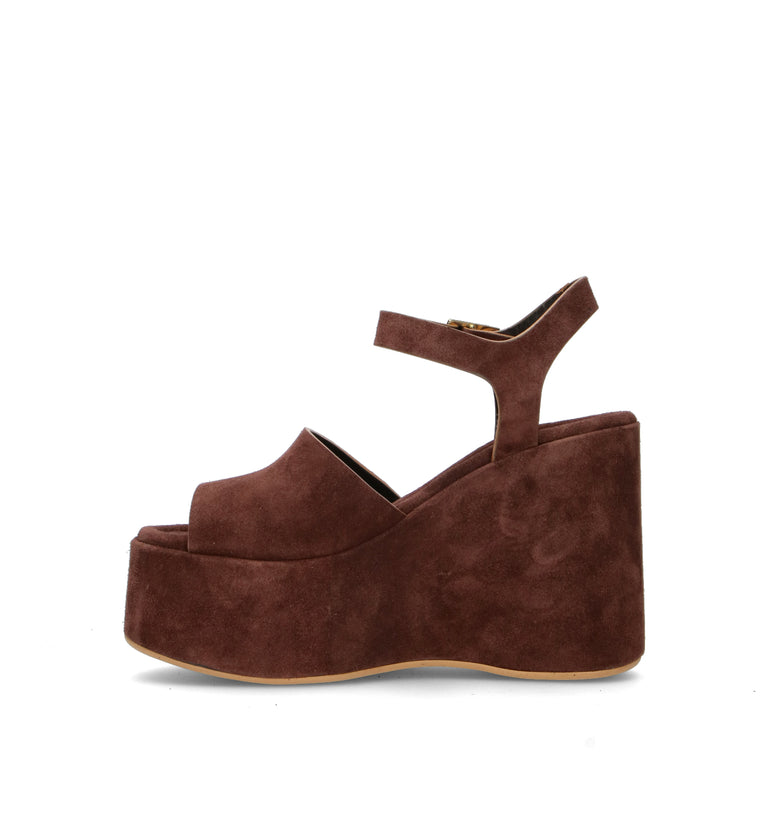 CURIOSITE Sandalo donna marrone in suede
