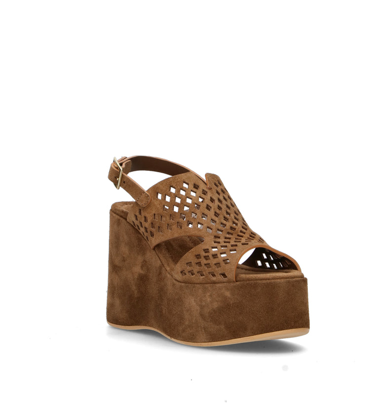 CURIOSITE Sandalo donna marrone in suede