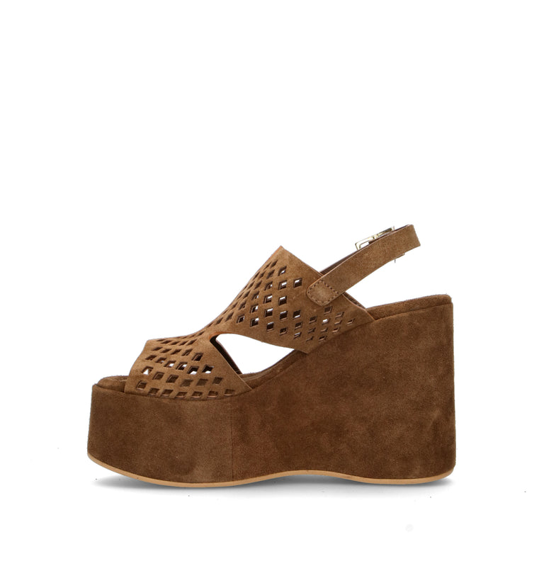 CURIOSITE Sandalo donna marrone in suede