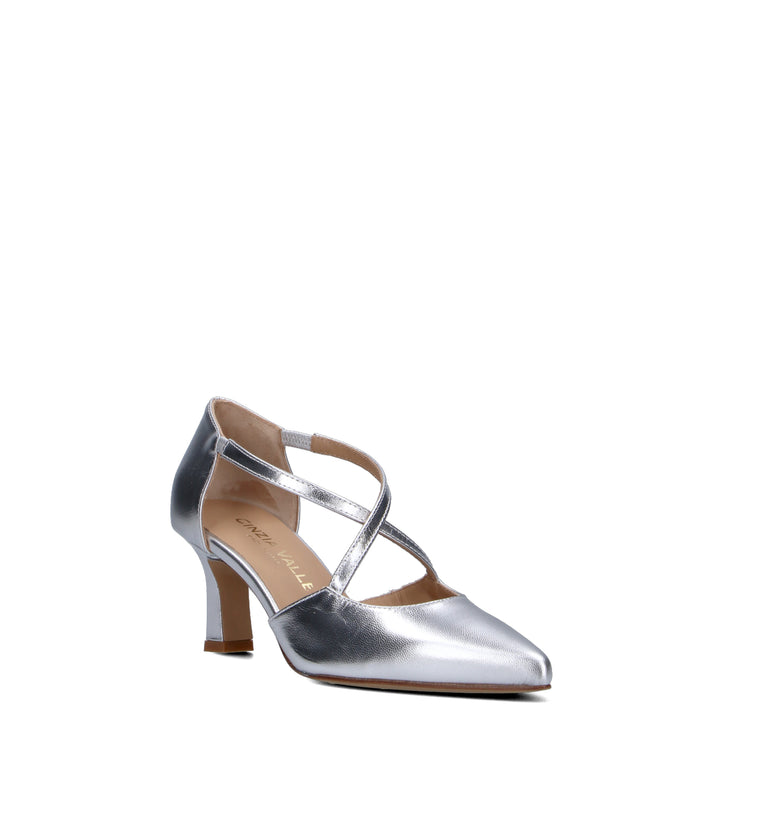 CINZIA VALLE Slingback donna argento in pelle