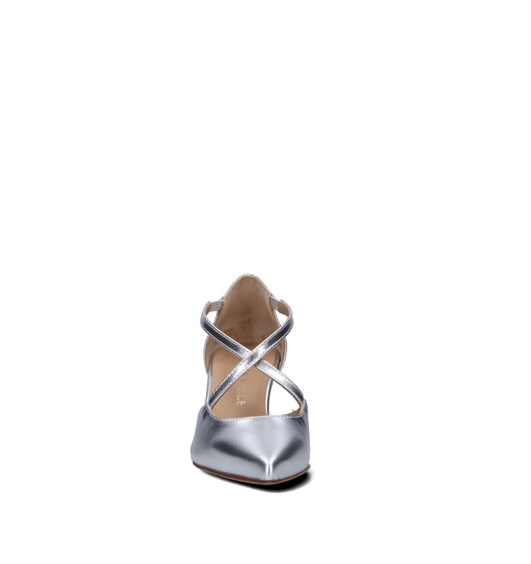 CINZIA VALLE Slingback donna argento in pelle
