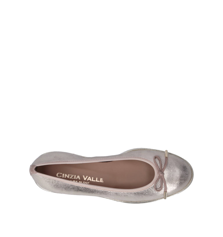 CINZIA VALLE Ballerina donna platino in pelle