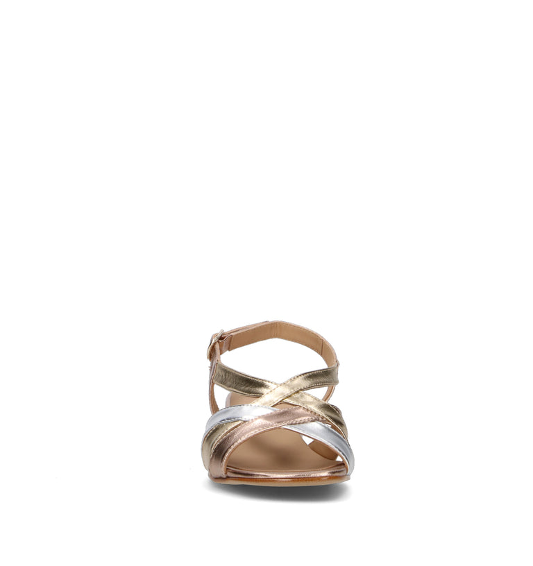 CINZIA VALLE Sandalo donna platino in pelle