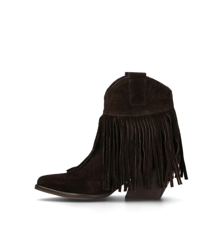 DOROTHYD Tronchetto donna testa di moro in suede con frange