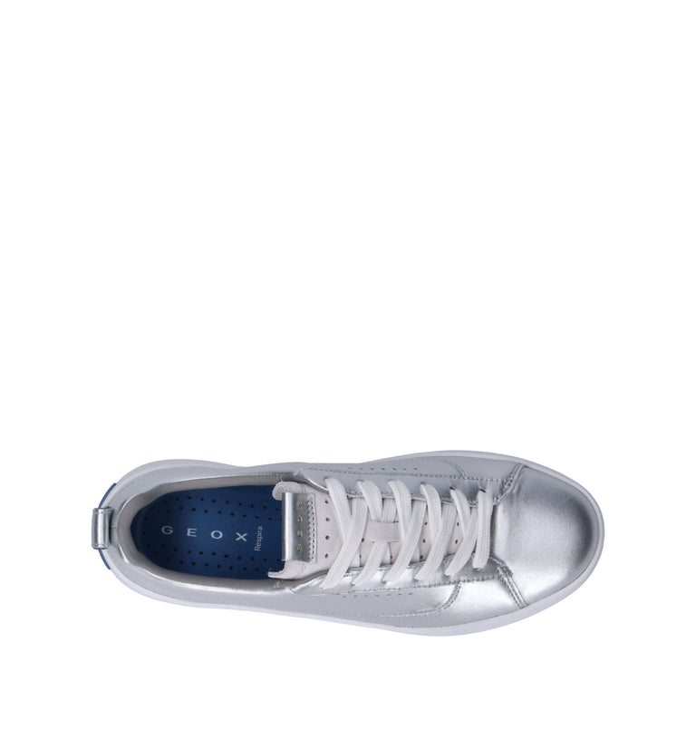 GEOX Sneaker donna argento in pelle