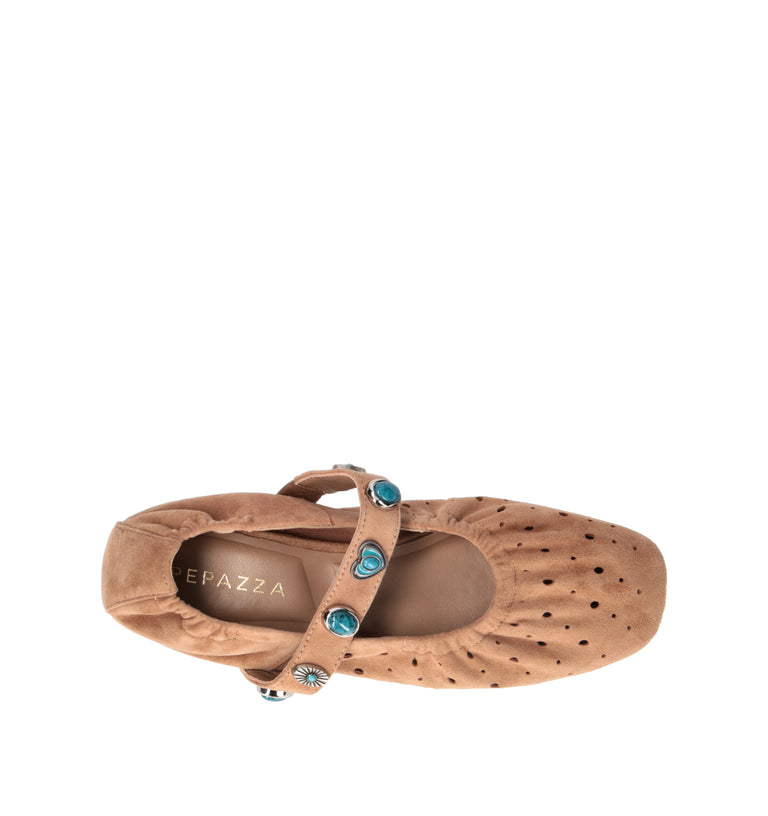 APEPAZZA Ballerina donna cognac in suede