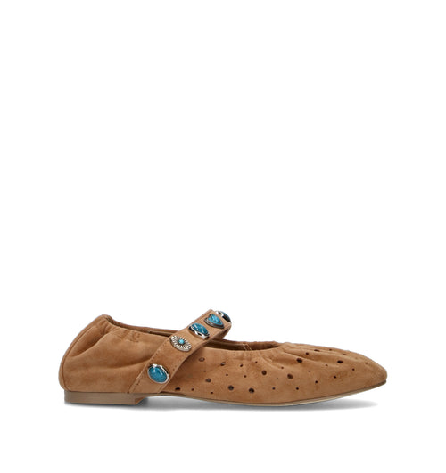 APEPAZZA Ballerina donna cognac in suede
