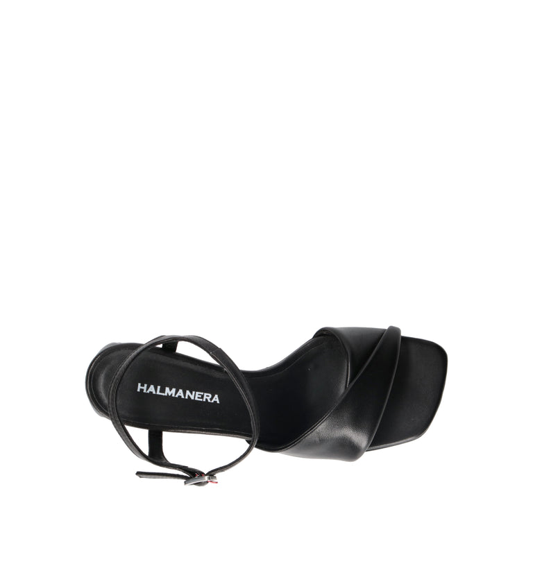 HALMANERA Sandalo donna nero in pelle