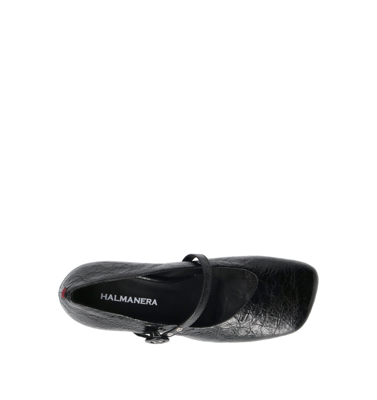 HALMANERA Décolleté donna nero in pelle