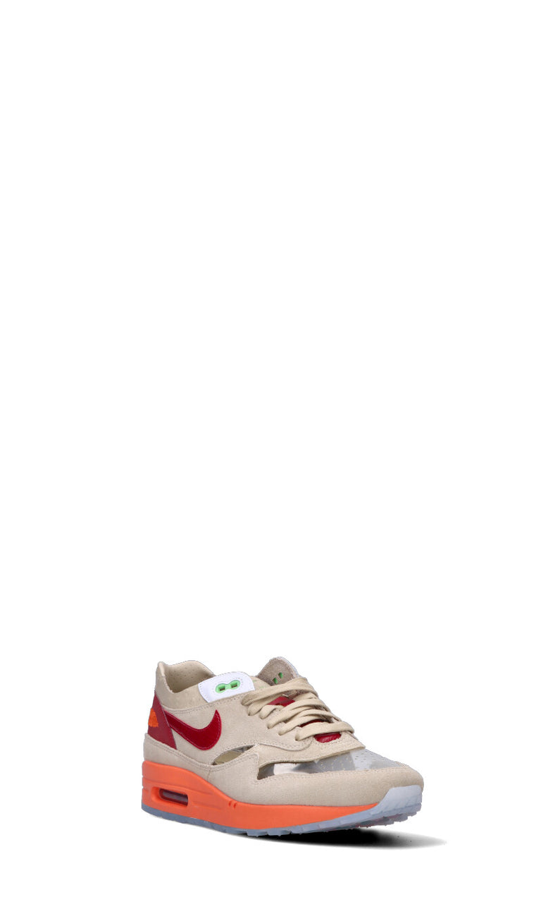 NIKE AIR MAX 1 Sneaker donna beige/rossa in pelle