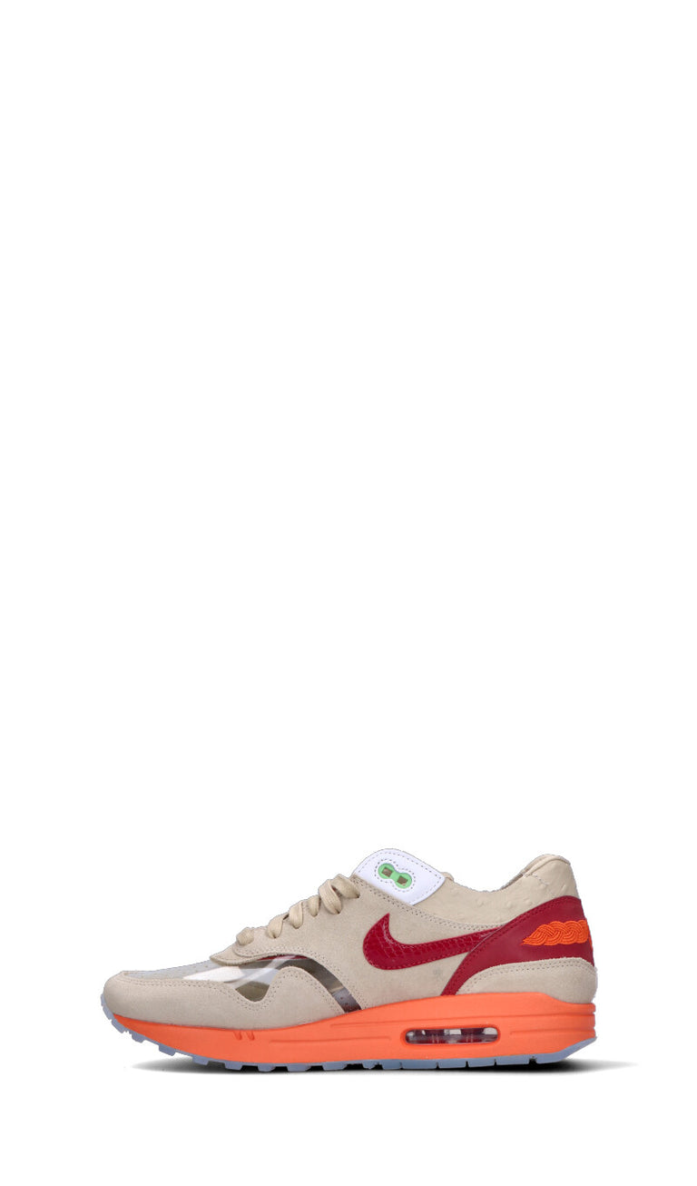 NIKE AIR MAX 1 Sneaker donna beige/rossa in pelle