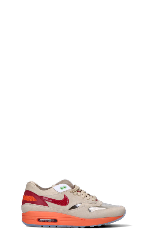 NIKE AIR MAX 1 Sneaker donna beige/rossa in pelle