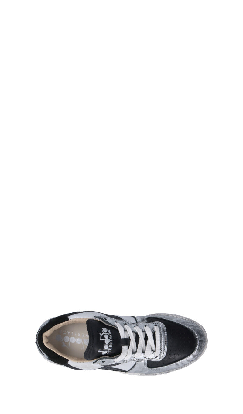 DIADORA HERITAGE Sneaker donna argento/nera in pelle