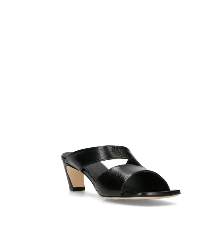 POEVE Sandalo donna nero in pelle