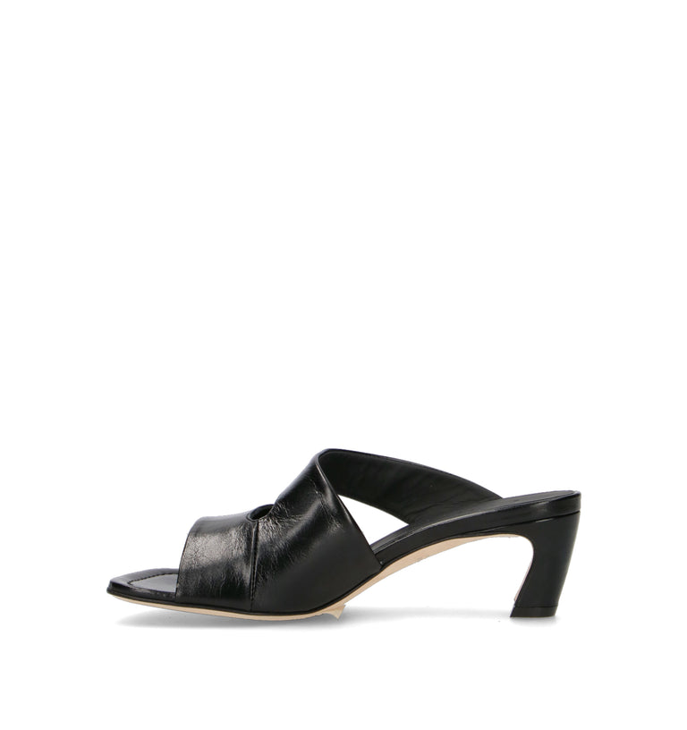 POEVE Sandalo donna nero in pelle