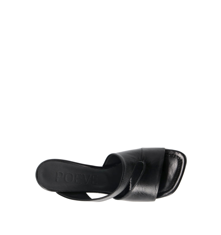 POEVE Sandalo donna nero in pelle