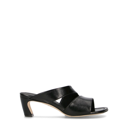 POEVE Sandalo donna nero in pelle