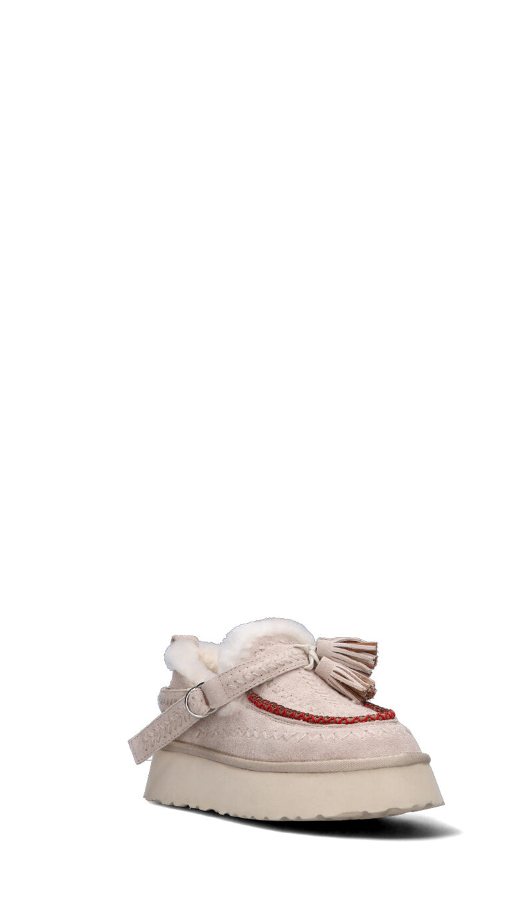 NANKU Stivaletto pelo beige in suede