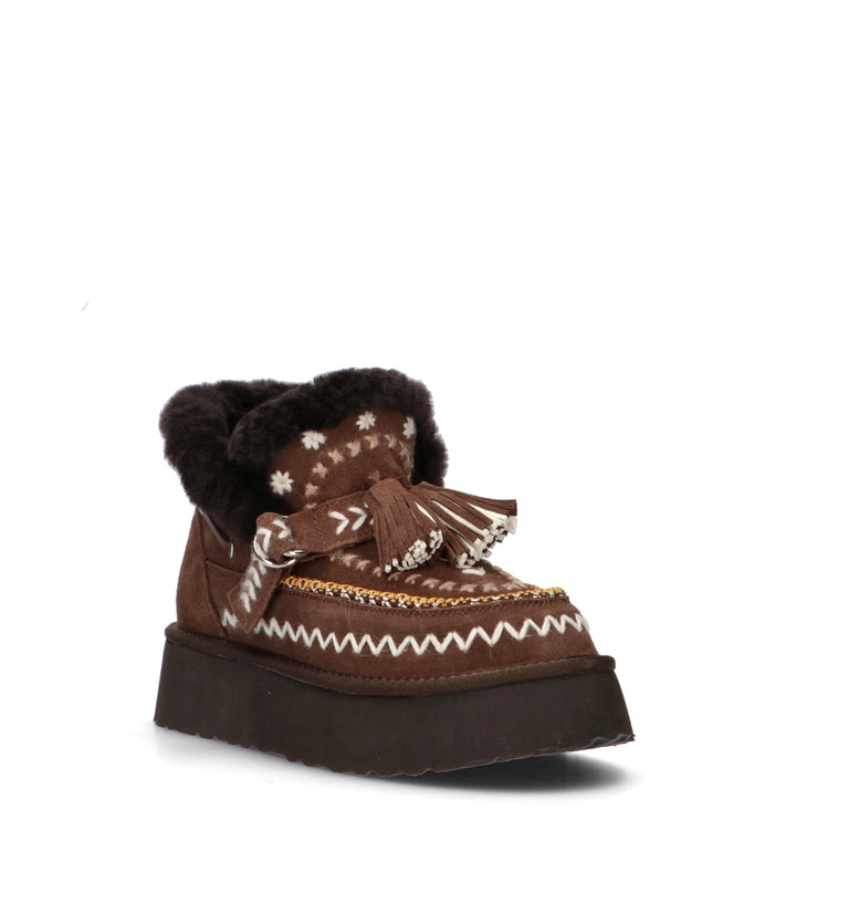 NANKU Stivaletto pelo donna caffè in suede