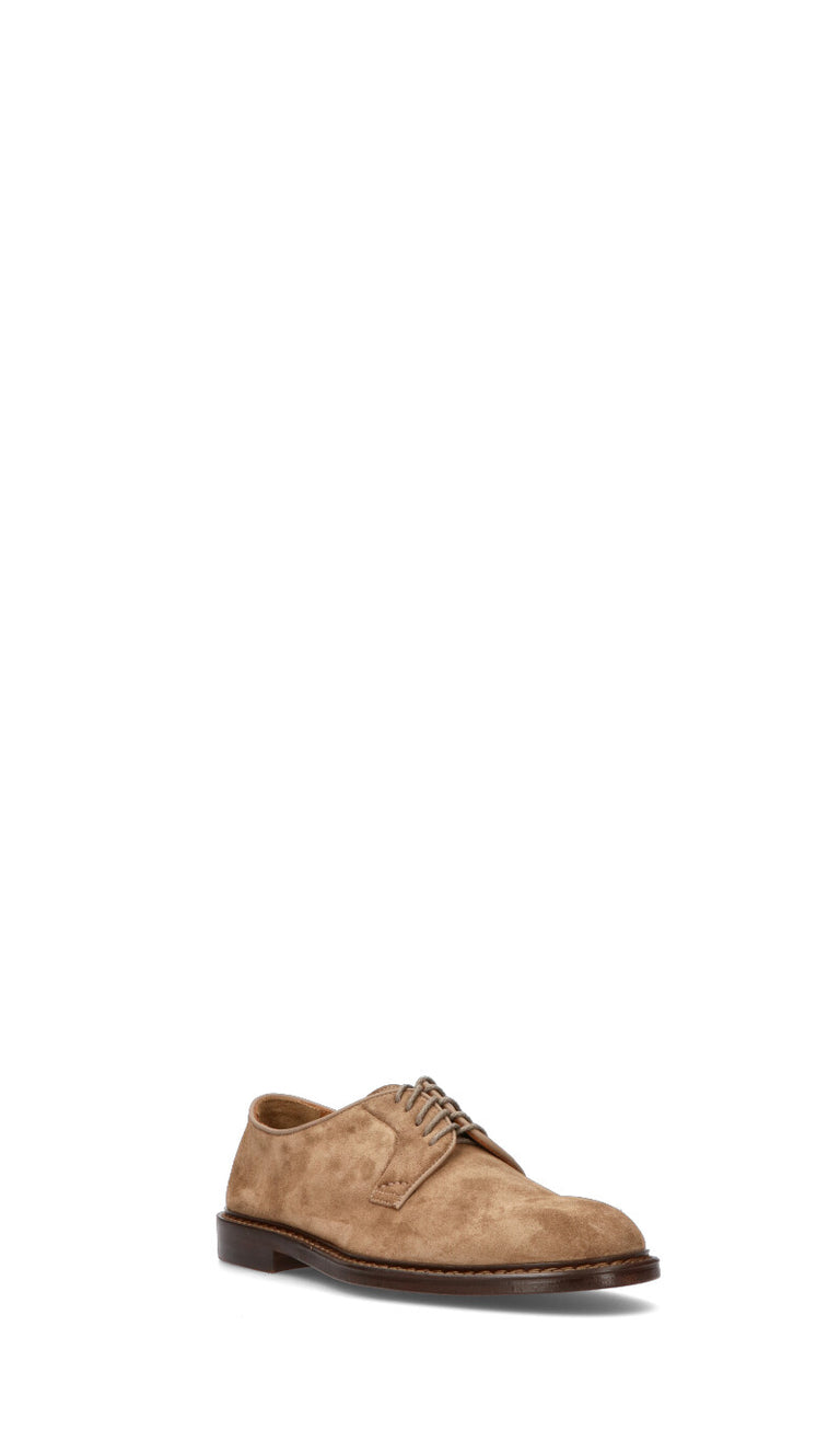 DOUCAL'S Stringata uomo beige in suede