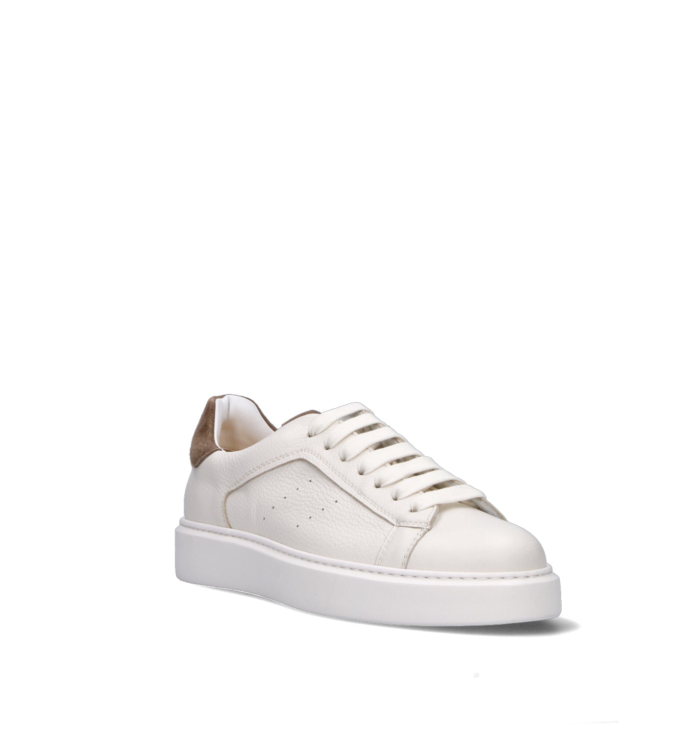 DOUCAL'S Sneaker uomo bianca/marrone in pelle