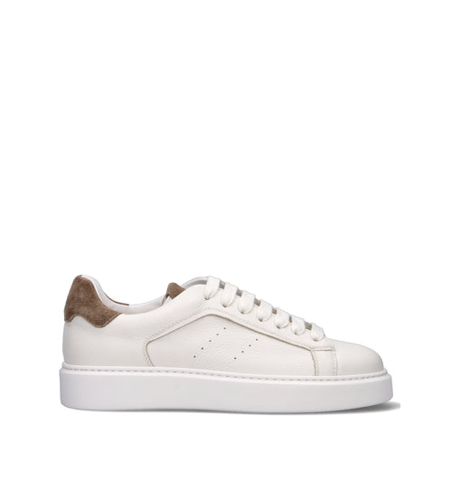 DOUCAL'S Sneaker uomo bianca/marrone in pelle