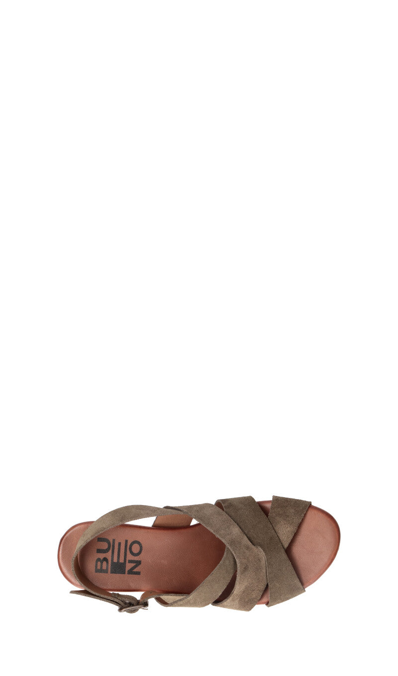 BUENO Sandalo donna verde in suede