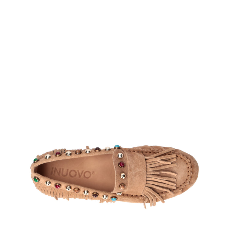 INUOVO Mocassino donna tan in suede