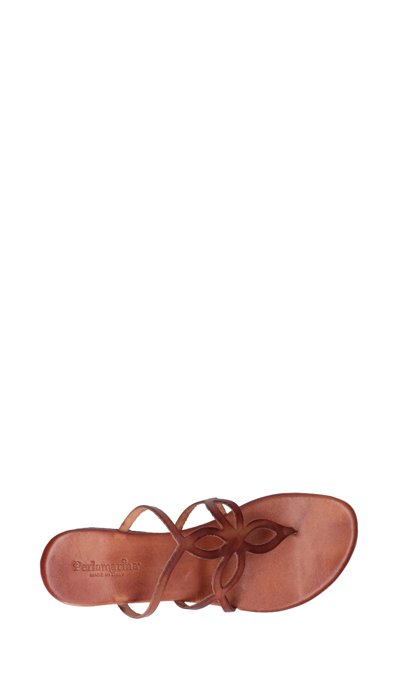 PERLAMARINA Infradito donna marrone in pelle