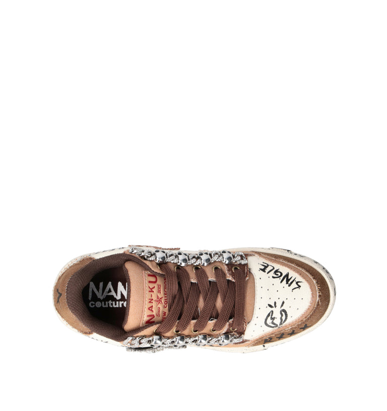 NANKU Sneaker donna marrone/bianca