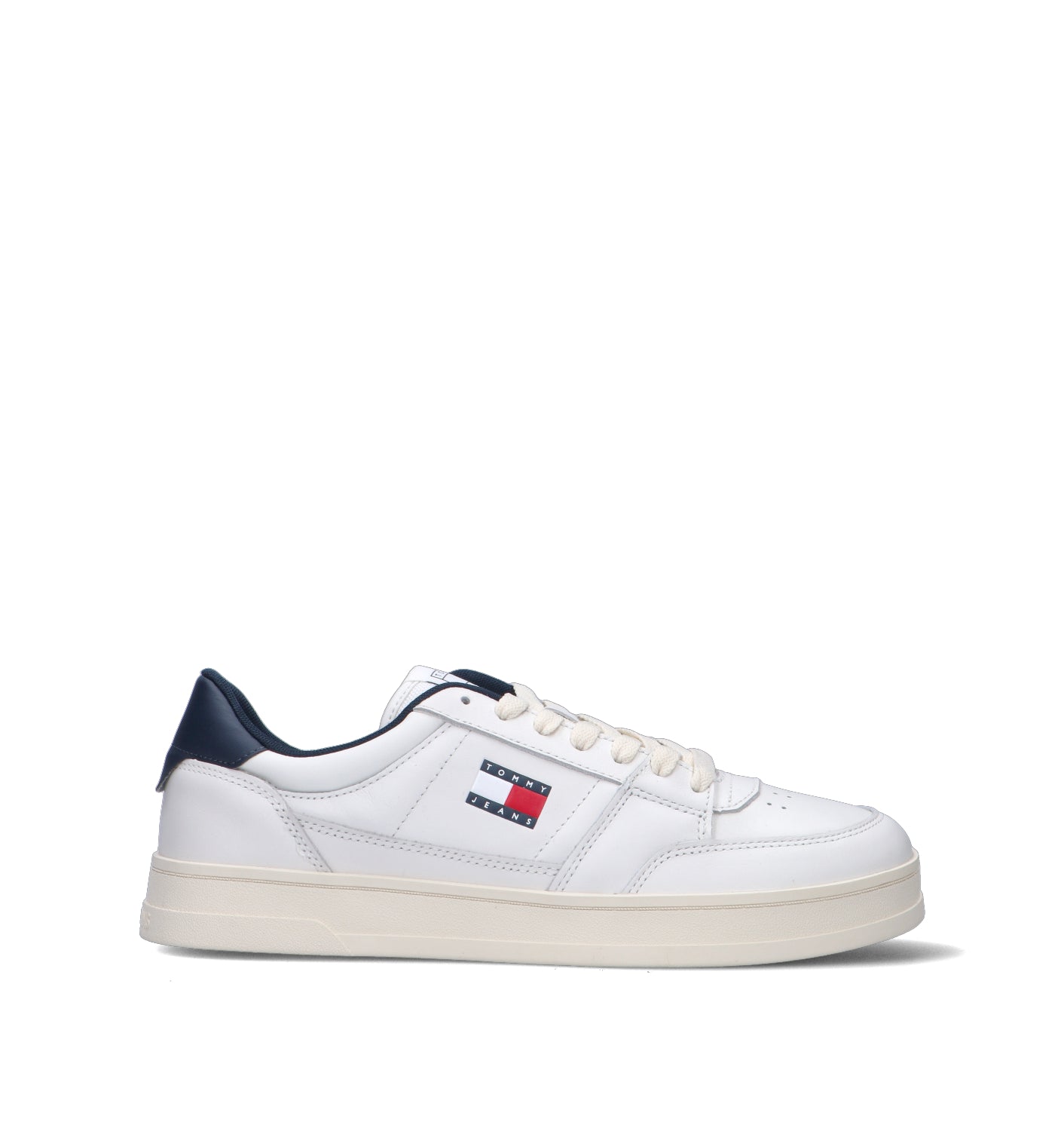 TOMMY HILFIGER JEANS Sneaker uomo bianca/blu in pelle