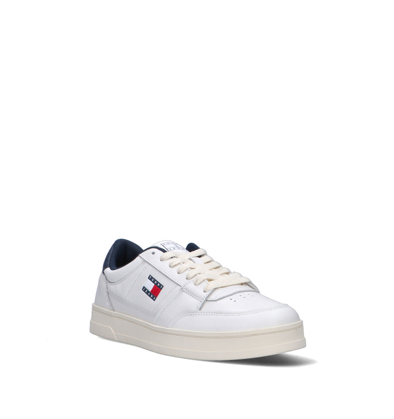 TOMMY HILFIGER JEANS Sneaker uomo bianca/blu in pelle
