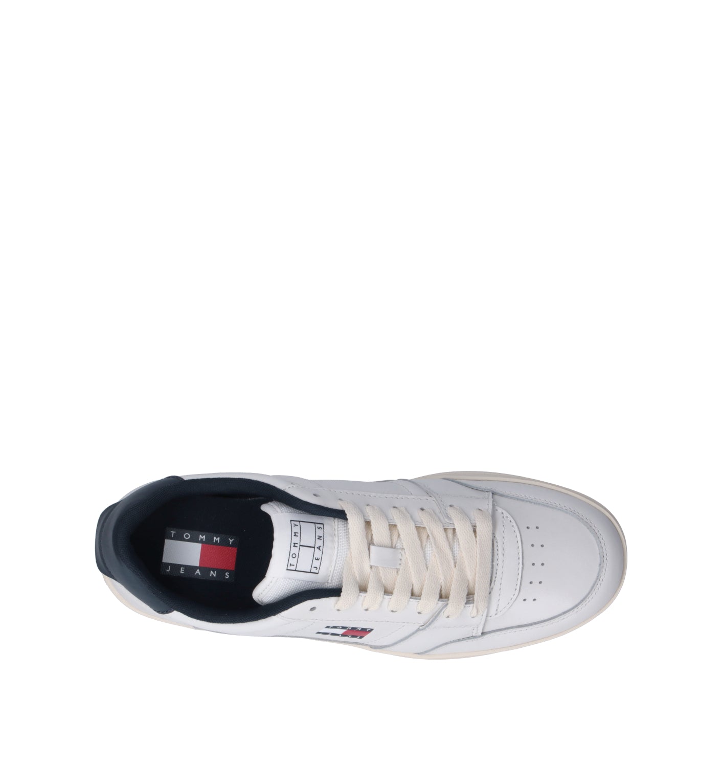 TOMMY HILFIGER JEANS Sneaker uomo bianca/blu in pelle