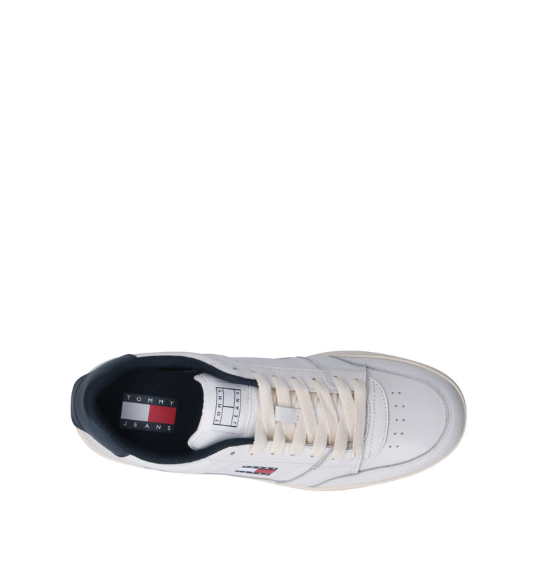 TOMMY HILFIGER JEANS Sneaker uomo bianca/blu in pelle