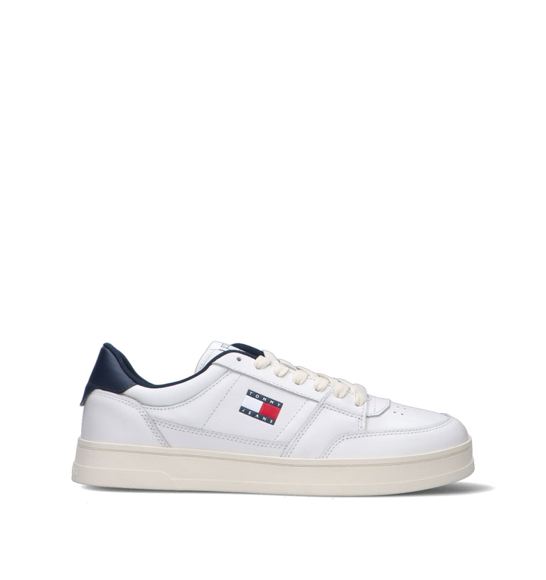 TOMMY HILFIGER JEANS Sneaker uomo bianca/blu in pelle