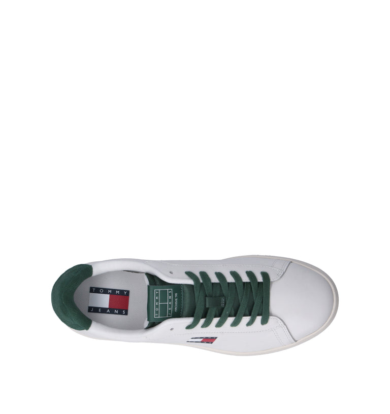 TOMMY HILFIGER JEANS Sneaker uomo bianca/verde in pelle