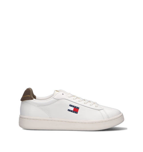 TOMMY HILFIGER JEANS Sneaker uomo bianca/marrone in pelle