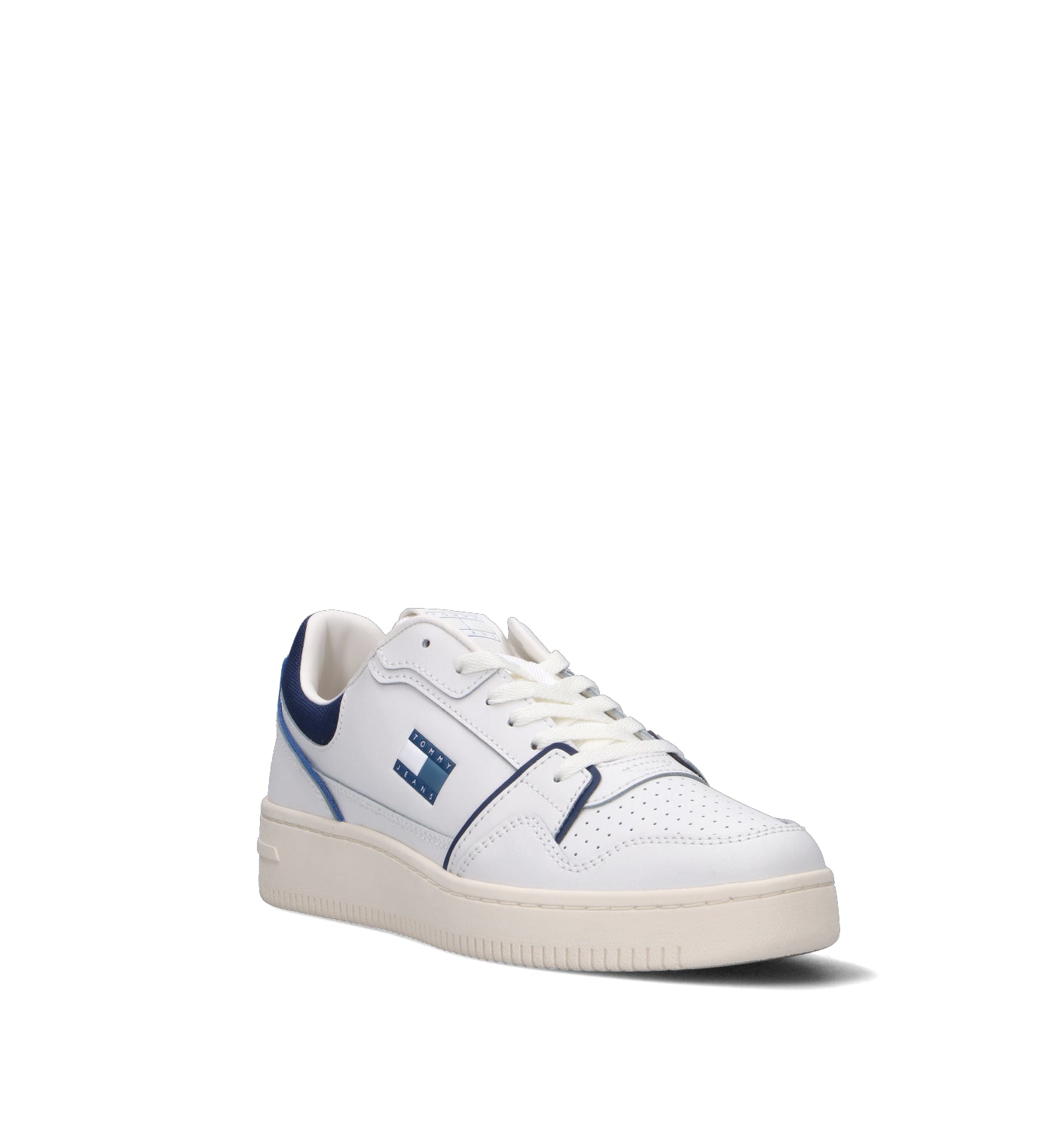 TOMMY HILFIGER JEANS Sneaker uomo bianca/blu in pelle